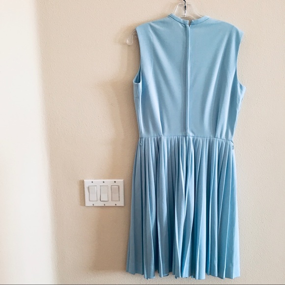 Vintage David Crystal Fashion Pleated Dress vtg 14 Light Blue 60’s 70’s mini - Picture 2 of 5